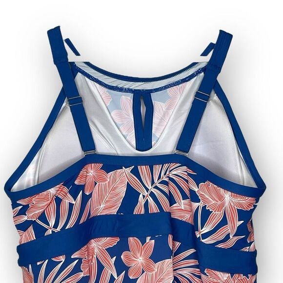 Lands’ End 20 W DDD Tummy Control Keyhole High Neck Tankini Top Swimsuit - Picture 5 of 9